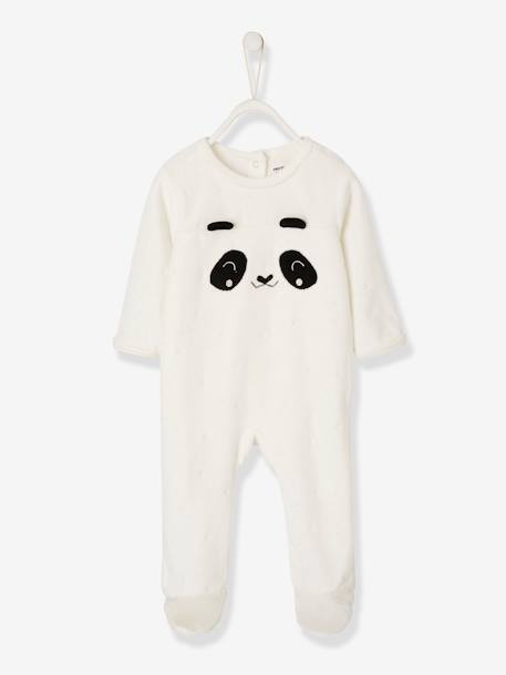 Fluwelen pyjamapakje met drukknoopsluiting op de rug IVOOR - vertbaudet enfant 