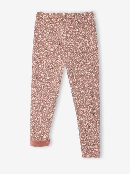 Legging fille doublé maille polaire bois de rose+chocolat+encre+gris imprimé+marron imprimé - vertbaudet enfant 