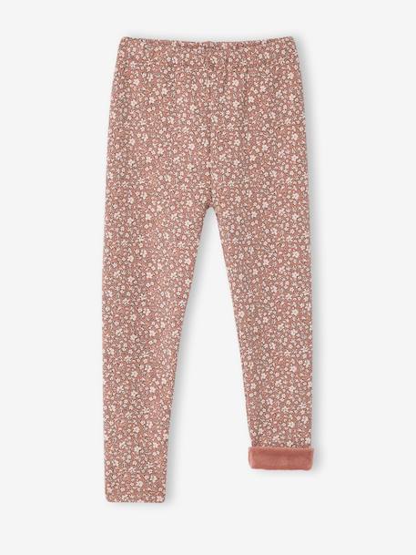 Legging fille doublé maille polaire bois de rose+chocolat+encre+gris imprimé+marron imprimé - vertbaudet enfant 