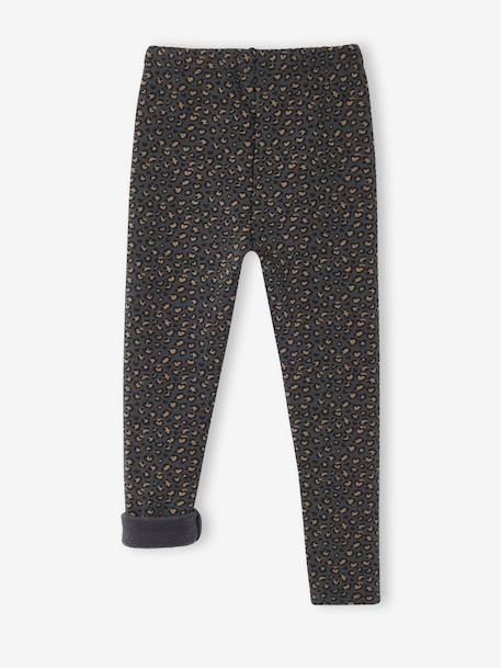 Meisjeslegging met fleecevoering Bruin met print+chocoladebruin+donkergrijs+grijs, bedrukt+inktblauw+rozenhout - vertbaudet enfant 