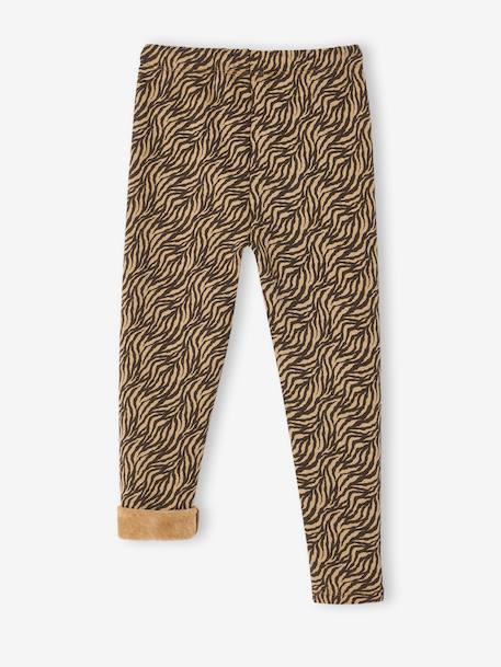 Meisjeslegging met fleecevoering Bruin met print+chocoladebruin+donkergrijs+grijs, bedrukt+inktblauw+rozenhout - vertbaudet enfant 