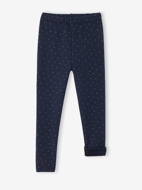 Legging fille doublé maille polaire bois de rose+chocolat+encre+gris imprimé+marron imprimé - vertbaudet enfant 