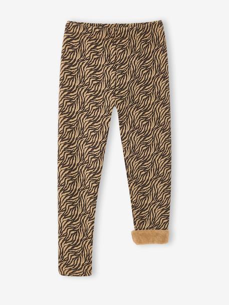 Meisjeslegging met fleecevoering Bruin met print+chocoladebruin+donkergrijs+grijs, bedrukt+inktblauw+rozenhout - vertbaudet enfant 