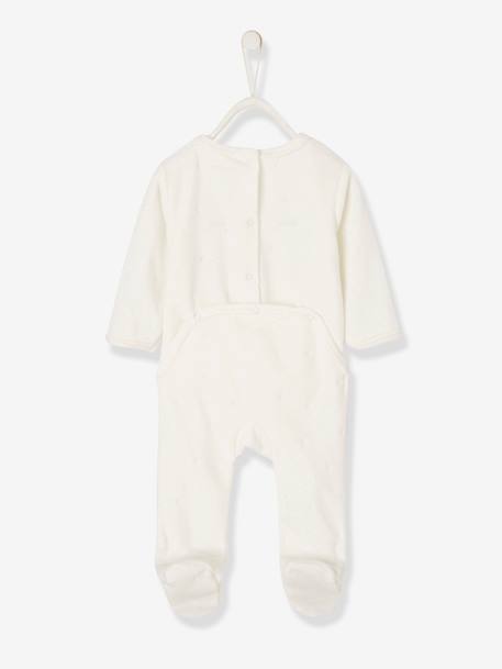 Pyjama bébé en velours ouverture pressionnée dos IVOIRE - vertbaudet enfant 