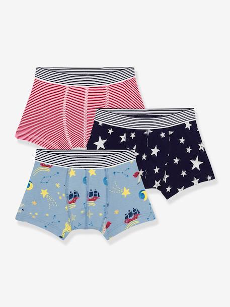 Lot 3 boxers garçon en coton imprimé bleu - vertbaudet enfant 