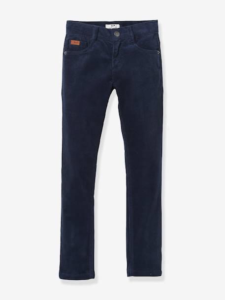 Slim fit broek in fluweel / velours voor jongens CYRILLUS BLEU FONCE UNI - vertbaudet enfant 