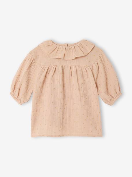 Robe bébé gaze étoilée beige poudré - vertbaudet enfant 