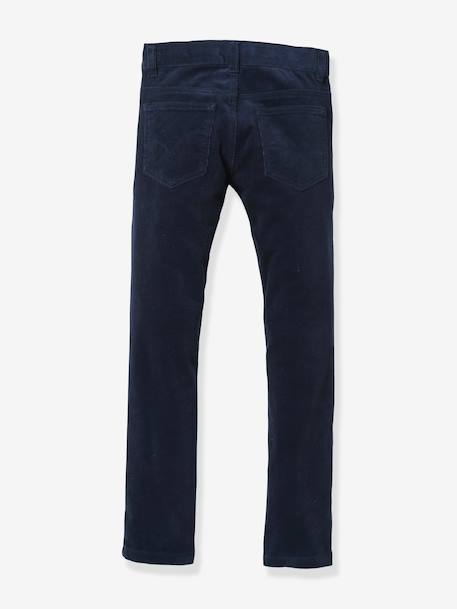 Slim fit broek in fluweel / velours voor jongens CYRILLUS BLEU FONCE UNI - vertbaudet enfant 