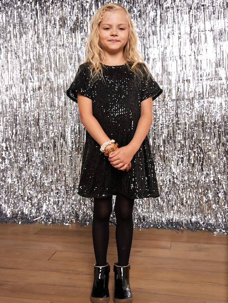 Robe fille à sequins noël capsule mère-fille noir - vertbaudet enfant 