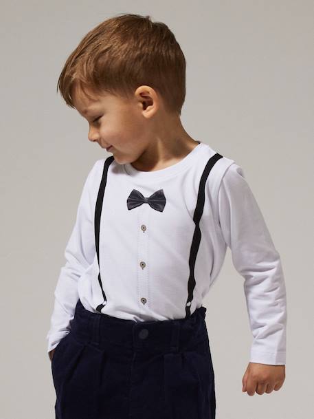 T-shirt à manches longues NMMRYDER garçon NAME IT Boxy-Fit blanc+bleu grisé - vertbaudet enfant 