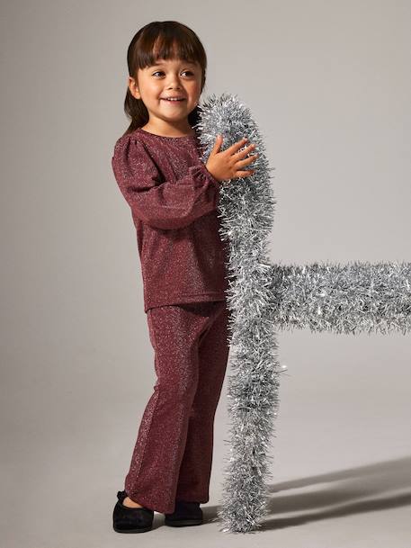 Pantalon bootcut NMFROISIN fille NAME IT bordeaux+noir - vertbaudet enfant 