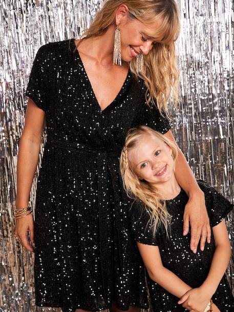 Robe fille à sequins noël capsule mère-fille noir - vertbaudet enfant 