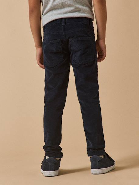 Slim fit broek in fluweel / velours voor jongens CYRILLUS BLEU FONCE UNI - vertbaudet enfant 