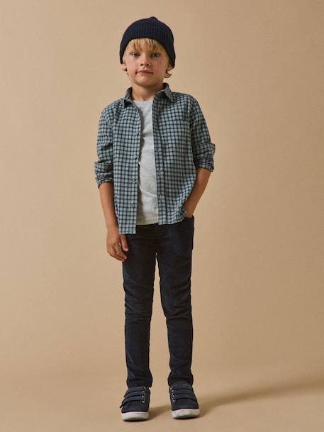 Slim fit broek in fluweel / velours voor jongens CYRILLUS BLEU FONCE UNI - vertbaudet enfant 