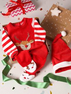 -Kerstcadeauset voor baby met fluwelen pyjamapakje + mutsje