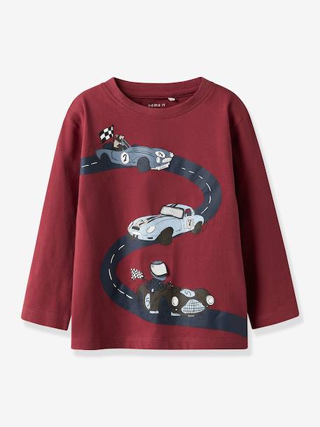 T-shirt à manches longues NMMROLF garçon NAME IT Boxy-Fit bleu grisé+grenadine - vertbaudet enfant 