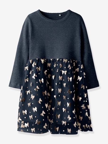 Jurk met tule rok NMFROSALLY meisje NAME IT lila+marineblauw - vertbaudet enfant 