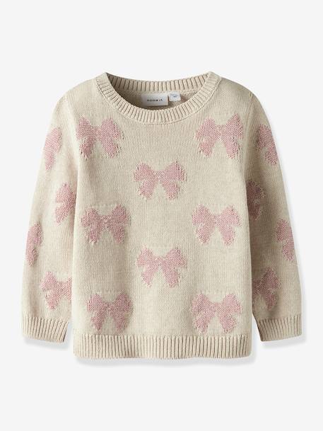 Pull NMFREKKA fille NAME IT beige chiné+rouge - vertbaudet enfant 