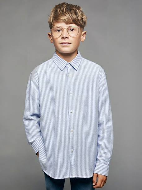 Chemise rayée manches longues Garçon Jonen rayé bleu - vertbaudet enfant 