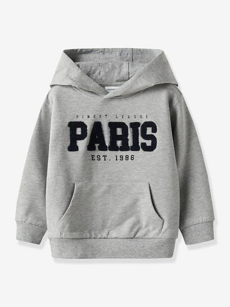 Sweat à capuche NMMRIVAN garçon NAME IT beige+gris chiné - vertbaudet enfant 