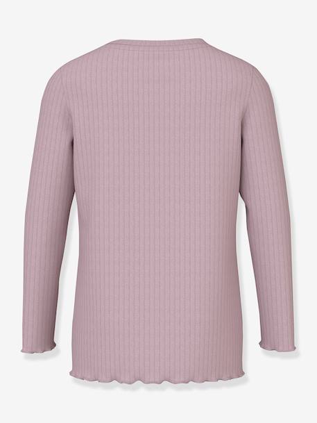 T-shirt met lange mouwen met glitterende harten NMFVEMMA meisje NAME IT Slim-Fit blauw, gestreept+ecru+lila - vertbaudet enfant 