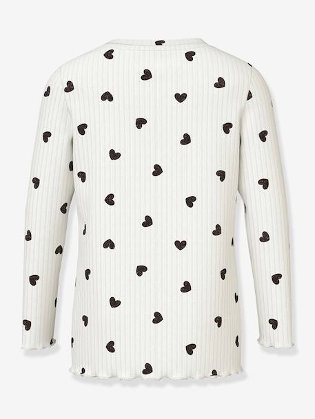 T-shirt met lange mouwen met glitterende harten NMFVEMMA meisje NAME IT Slim-Fit blauw, gestreept+ecru+lila - vertbaudet enfant 