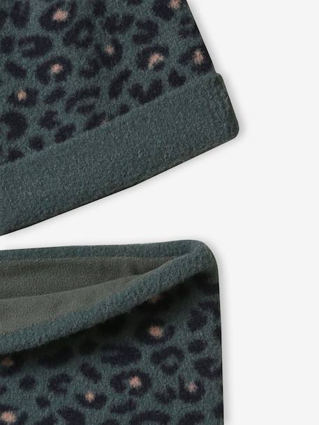 Ensemble « léopard » fille bonnet + snood vert - vertbaudet enfant 