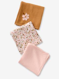 Puériculture-Matelas, accessoires de lange-Lot de 3 langes en gaze de coton FLORA