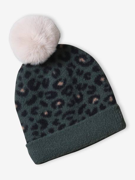 Ensemble « léopard » fille bonnet + snood vert - vertbaudet enfant 