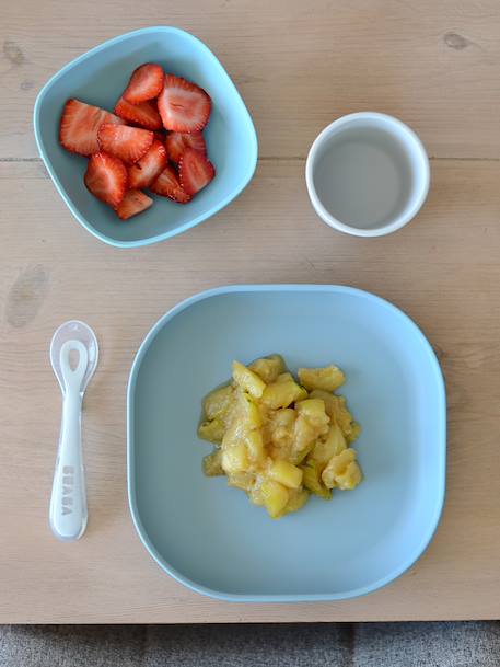 Set vaisselle 4 pièces silicone JAUNE+JUNGLE+NIGHT BLUE+ROSE+terracotta - vertbaudet enfant 