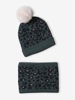-Ensemble « léopard » fille bonnet + snood