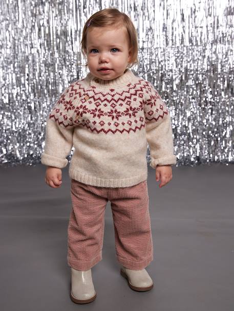 Pull bébé jacquard noël capsule famille écru - vertbaudet enfant 