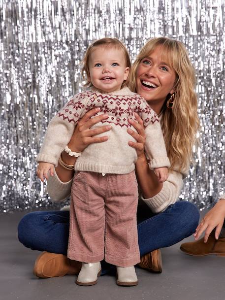 Pull bébé jacquard noël capsule famille écru - vertbaudet enfant 