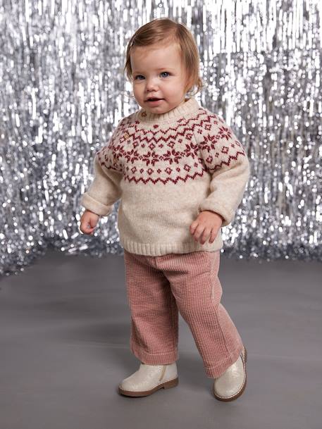 Pull bébé jacquard noël capsule famille écru - vertbaudet enfant 