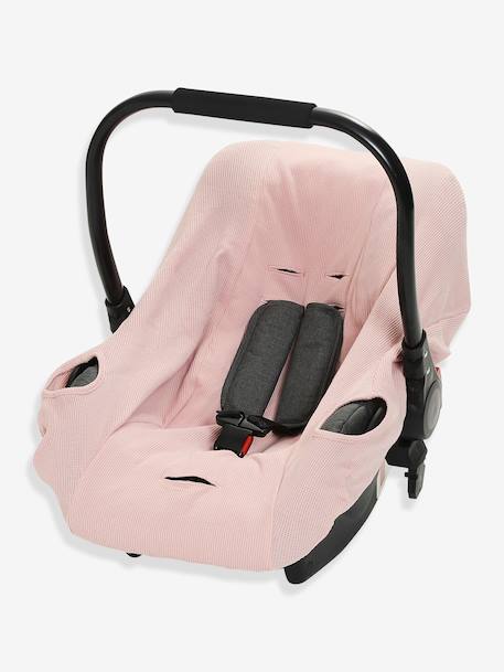 Housse élastiquée pour siège coque 0+ ivoire rayé+marine imprimé étoiles+rayé beige+rose thé - vertbaudet enfant 