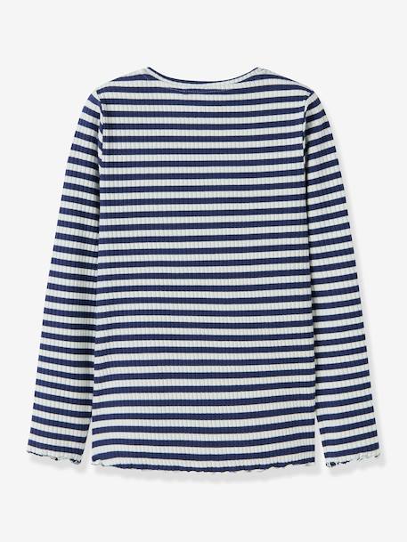 T-shirt met pailletten en lange mouwen NKFVEMMA meisje NAME IT Slim-Fit blauw, gestreept+ecru+lila+zwart - vertbaudet enfant 