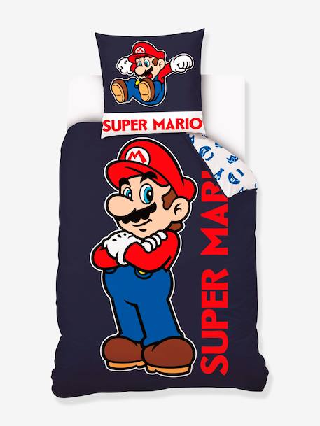 Kinderbedovertrek en kussensloop SUPER MARIO marineblauw - vertbaudet enfant 