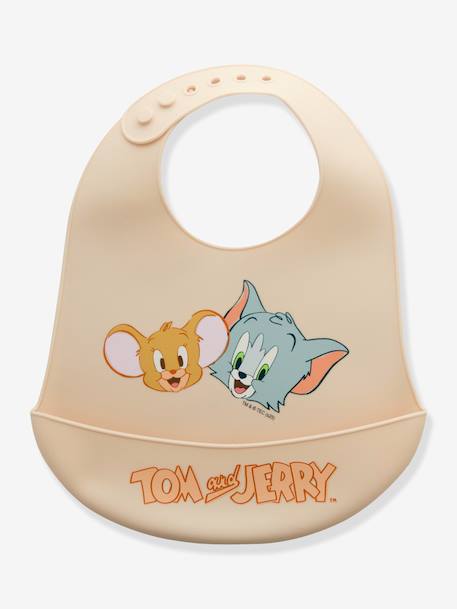 Bavoir bébé en silicone Tom et Jerry Looney Tunes beige - vertbaudet enfant 
