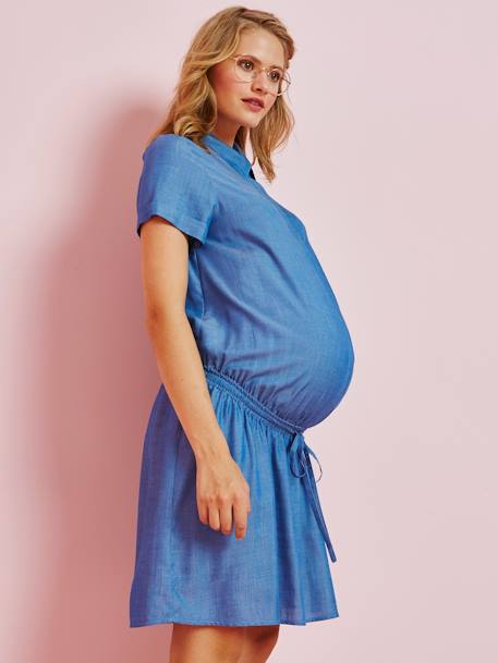 Robe chemise de grossesse BLEU CLAIR UNI - vertbaudet enfant 