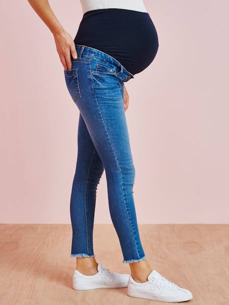 Slim fit zwangerschapsbroek met scheuren 7/8 Denim blauw+Onbewerkt blauw - vertbaudet enfant 