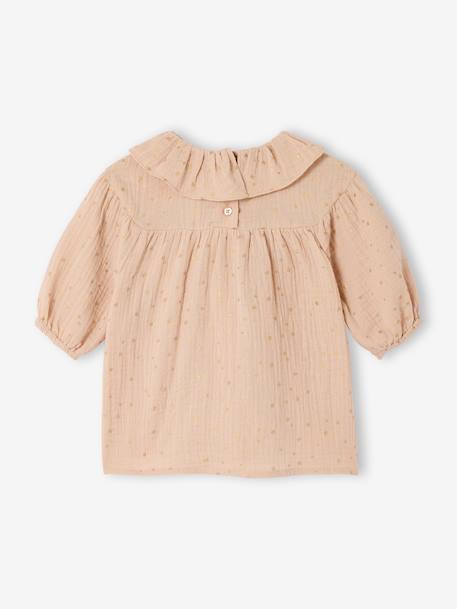 Babyjurk met sterretjes van gaas beige (poederkleur) - vertbaudet enfant 