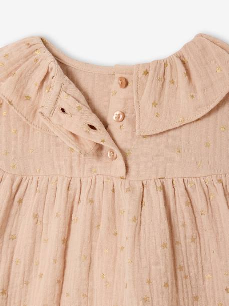 Robe bébé gaze étoilée beige poudré - vertbaudet enfant 