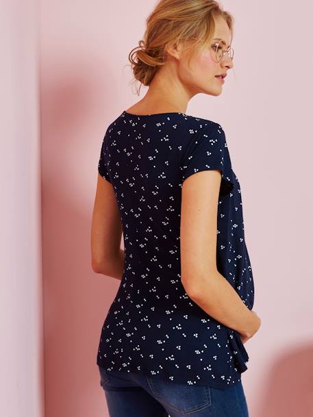 T-shirt grossesse et allaitement pans croisés pour allaiter ENCRE IMPRIME - vertbaudet enfant 