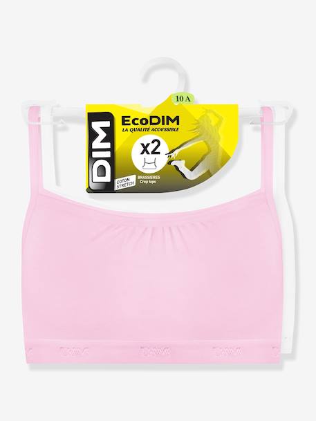 Set van 2 beha's voor meisjes Les Pockets Ecodim rozen+zwart - vertbaudet enfant 