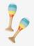 Set 3 instruments : maracas, tambourin, grelots en bois FSC® multicolore+vert - vertbaudet enfant 