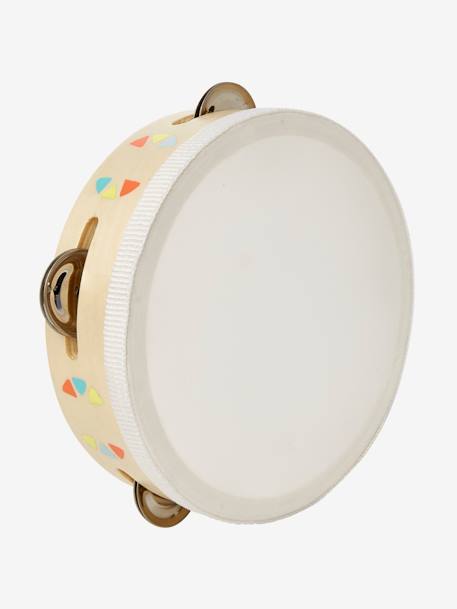 Set 3 instruments : maracas, tambourin, grelots en bois FSC® multicolore+vert - vertbaudet enfant 