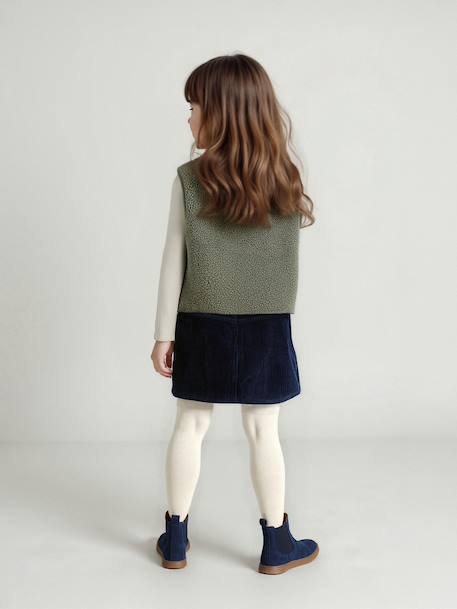 Gilet fille sans manches en sherpa vanille+vert - vertbaudet enfant 