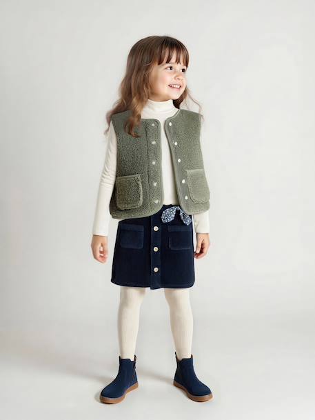 Fille-Manteau, veste-Gilet fille sans manches en sherpa 