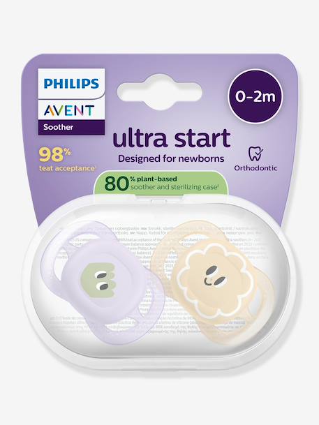 Lot de 2 sucettes ultra douces 1er âge bleu+mauve - vertbaudet enfant 