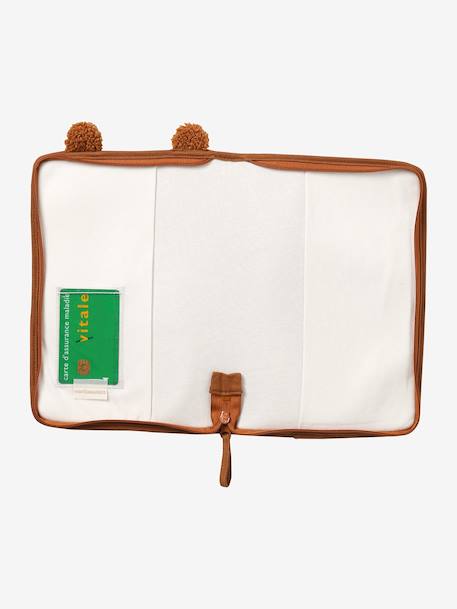 Protège carnet de santé sherpa beige+noix de pécan+rose imprimé - vertbaudet enfant 
